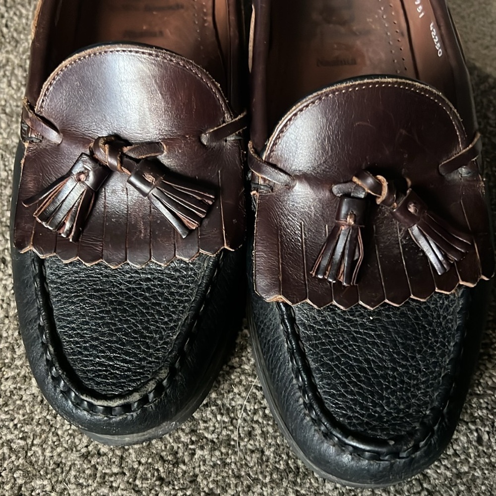 Allen Edmonds Mens Loafers NASHUA Tassel Kiltie Black Brown Leather - 10 D - Picture 10 of 12